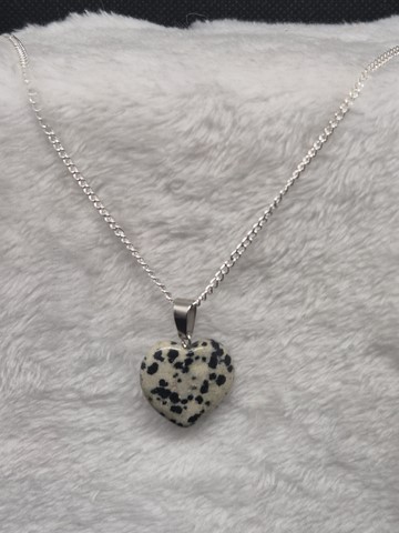 Collier Coeur Jaspe Dalmatien